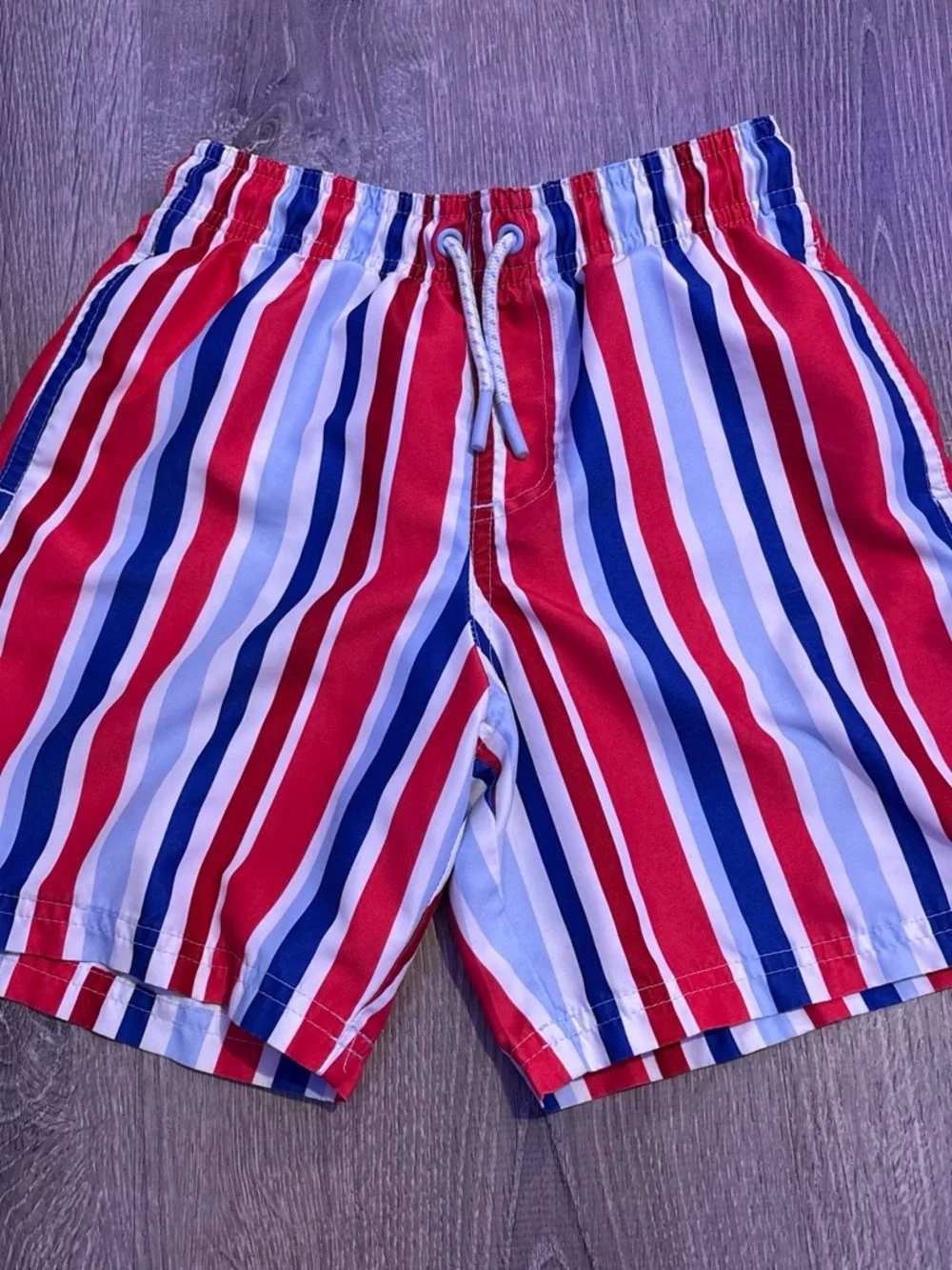 Cat & Jack Red, White & Blue Striped Swim Trunks